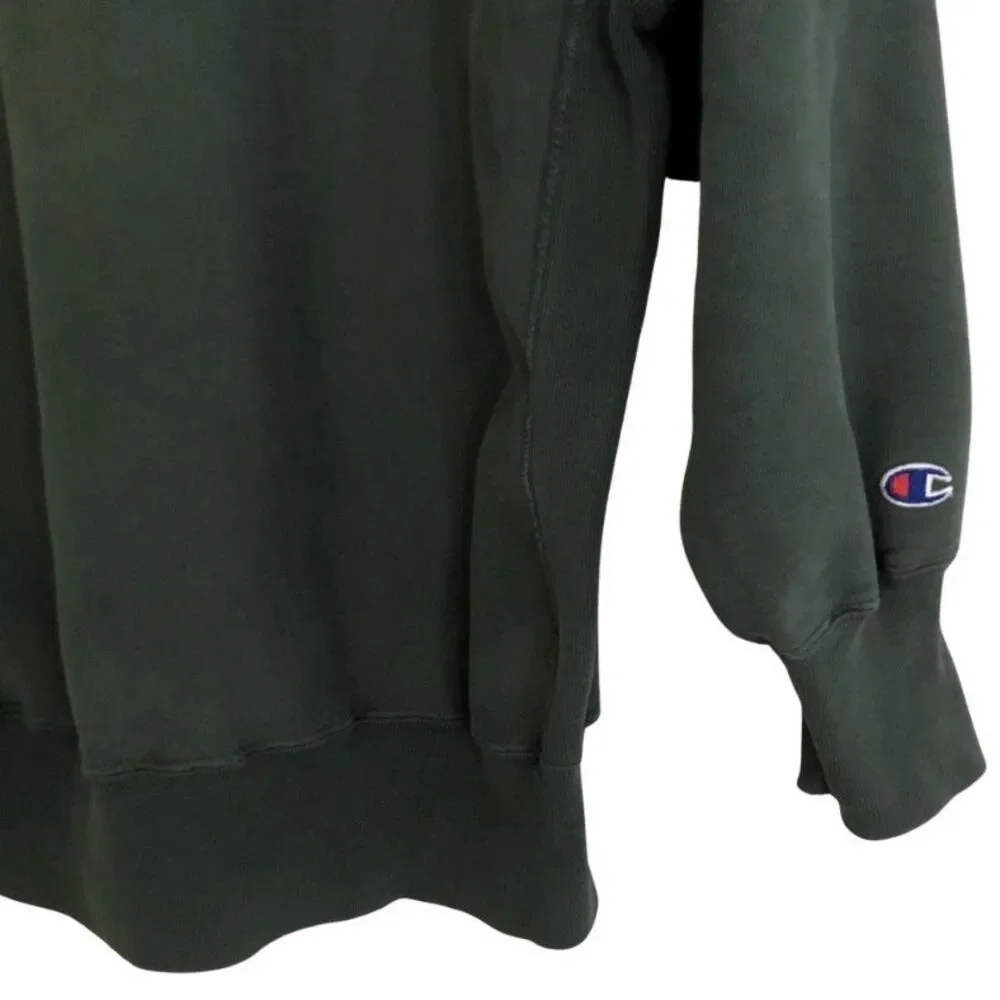 VTG Champion Reverse Weave Sweatshirt Mens Sz XL Crewneck Green Gold Embroidered